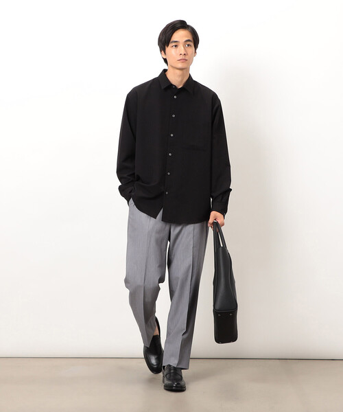 COMME CA ISM(コムサイズム)の「ウールライク ショートポイントカラー 長袖シャツ(シャツ/ブラウス・メンズ・ブラック/グレー/ホワイト/ブラウン/ネイビー・SMALL/MEDIUM/LARGE)」の18枚目の写真