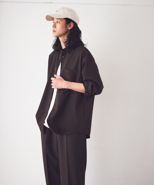 COMME CA ISM(コムサイズム)の「ウールライク ショートポイントカラー 長袖シャツ(シャツ/ブラウス・メンズ・ブラック/グレー/ホワイト/ブラウン/ネイビー・SMALL/MEDIUM/LARGE)」の5枚目の写真