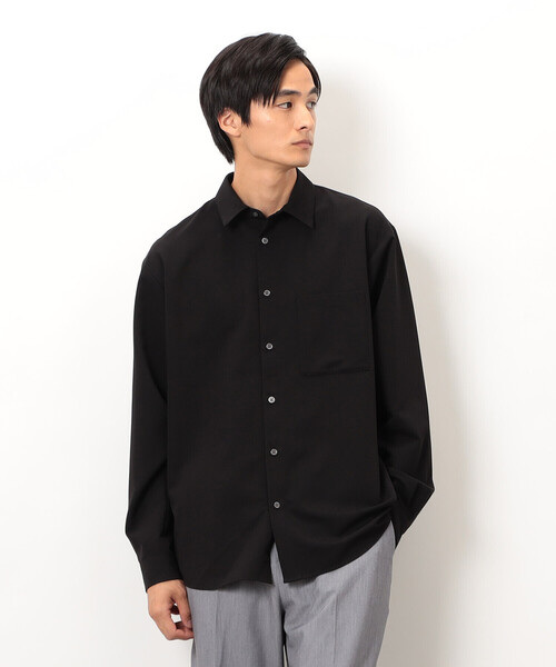 COMME CA ISM(コムサイズム)の「ウールライク ショートポイントカラー 長袖シャツ(シャツ/ブラウス・メンズ・ブラック/グレー/ホワイト/ブラウン/ネイビー・SMALL/MEDIUM/LARGE)」の6枚目の写真