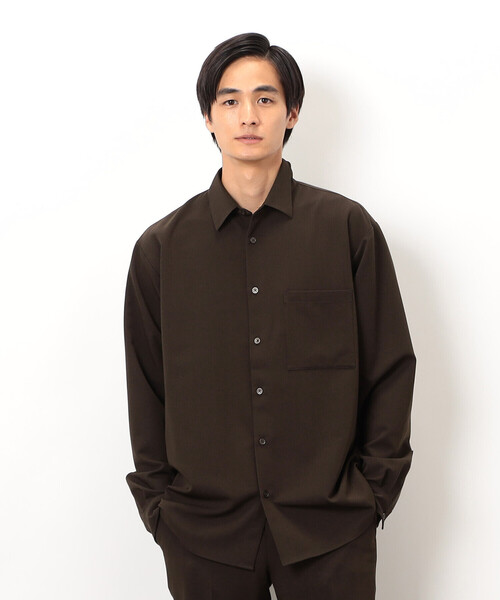 COMME CA ISM(コムサイズム)の「ウールライク ショートポイントカラー 長袖シャツ(シャツ/ブラウス・メンズ・ブラック/グレー/ホワイト/ブラウン/ネイビー・SMALL/MEDIUM/LARGE)」の8枚目の写真