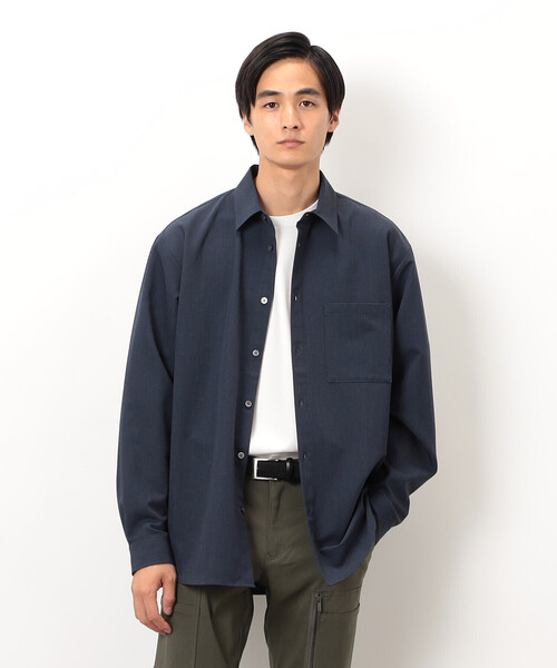 COMME CA ISM(コムサイズム)の「ウールライク ショートポイントカラー 長袖シャツ(シャツ/ブラウス・メンズ・ブラック/グレー/ホワイト/ブラウン/ネイビー・SMALL/MEDIUM/LARGE)」の7枚目の写真
