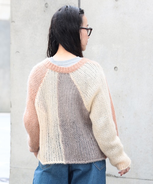BEAMS BOY（ビームスボーイ）の「【1/15再値下げ】モヘア クレイジー カーディガン（カーディガン/ボレロ・レディース・チャコールグレー/ブルー/ホワイト系その他7・ONE SIZE）」の6枚目の写真