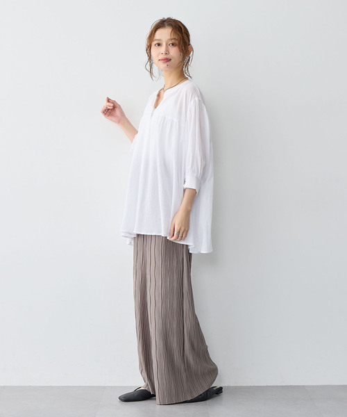 anyfee（エニフィー）の「【anyfee/大きいサイズ】セルフカットプリーツパンツ（その他パンツ・レディース・モカ/グレー/ブラック・LL/3L/4L/5L）」の5枚目の写真