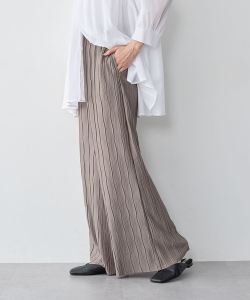 anyfee（エニフィー）の「【anyfee/大きいサイズ】セルフカットプリーツパンツ（その他パンツ・レディース・モカ/グレー/ブラック・LL/3L/4L/5L）」の8枚目の写真