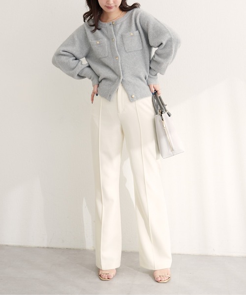 natural couture(ナチュラルクチュール)の「スフレヤーン金釦ポケ付きカーディガン(カーディガン/ボレロ・レディース・モカ/ボルドー/ピンク/サックスブルー/ライトベージュ/アイボリー/ブラック系その他/グレー・FREE)」の22枚目の写真