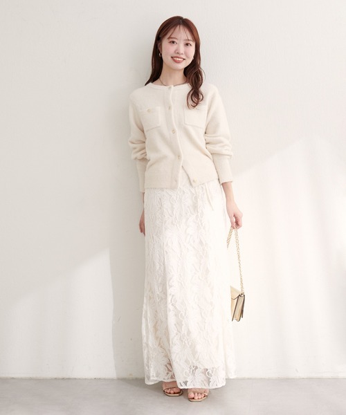 natural couture(ナチュラルクチュール)の「スフレヤーン金釦ポケ付きカーディガン(カーディガン/ボレロ・レディース・モカ/ボルドー/ピンク/サックスブルー/ライトベージュ/アイボリー/ブラック系その他/グレー・FREE)」の12枚目の写真