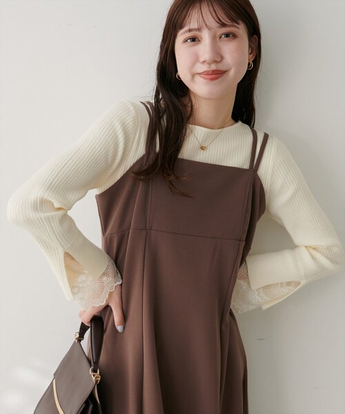 natural couture(ナチュラルクチュール)の「前後2WAY袖口レースリブニット(ニット/セーター・レディース・ボルドー/ミント/スミクロ/モカ/ブラック/チャコールグレー/ブルー/グレー/オフホワイト・FREE)」の17枚目の写真