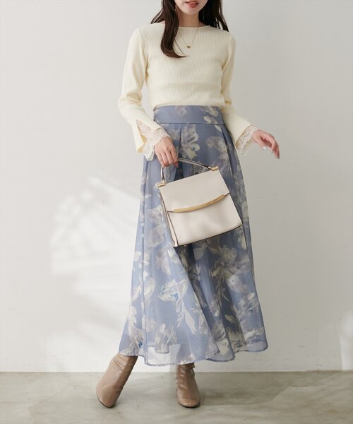 natural couture(ナチュラルクチュール)の「前後2WAY袖口レースリブニット(ニット/セーター・レディース・ボルドー/ミント/スミクロ/モカ/ブラック/チャコールグレー/ブルー/グレー/オフホワイト・FREE)」の22枚目の写真