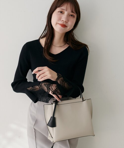 セール】前後2WAY袖口レースリブニット（ニット/セーター）｜natural