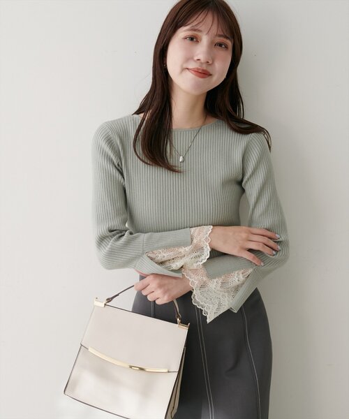 セール】前後2WAY袖口レースリブニット（ニット/セーター）｜natural