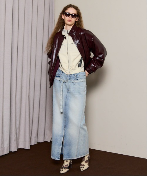 メゾンスペシャル　ネイビー フロントジップ パーカー フリーサイズ Front Zip High Neck Jersey Tops/フロントジップハイネック
