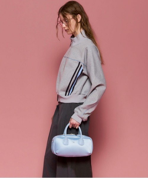 Front Zip High Neck Jersey Tops/フロントジップハイネック