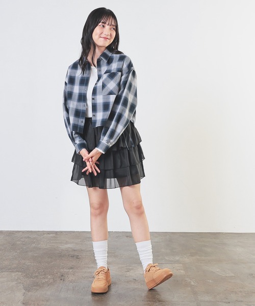 Honeys(ハニーズ)の「ティアードミニスカート(スカート・レディース・ブラック×ベージュ/ブラック/グレー系その他/アイボリー・S/M/L)」の7枚目の写真