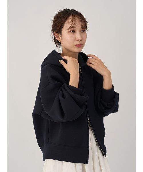 emmi（エミ）の「emmiロゴジップアップダンボールフーディ（パーカー・レディース・グレー/ブラウン/ネイビー・F）」の3枚目の写真