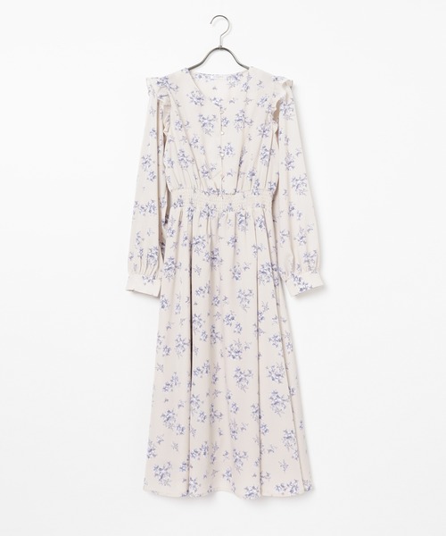 Honeys（ハニーズ）の「肩フリルワンピース（ワンピース・レディース・ブラウン系その他/ブルー系その他/ベージュ系その他・3L/L/LL/M/S）」の22枚目の写真