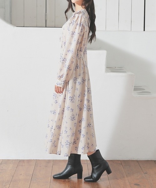 Honeys（ハニーズ）の「肩フリルワンピース（ワンピース・レディース・ブラウン系その他/ブルー系その他/ベージュ系その他・3L/L/LL/M/S）」の5枚目の写真