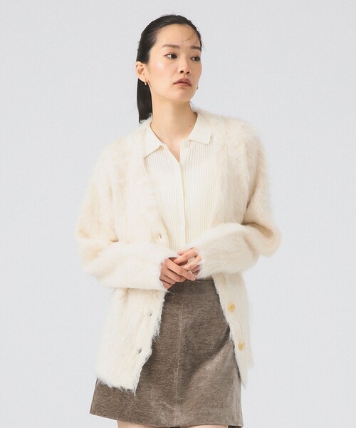 Ray BEAMS（レイビームス）の「ヘアリー シャギー Vネック カーディガン [手洗い可]（カーディガン/ボレロ・レディース・オフホワイト/ライトブルー/レッド・ONE SIZE）」の10枚目の写真