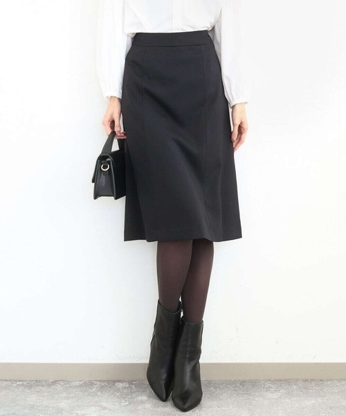 メランジ調セミフレアースカート/セットアップ対応/洗える（スーツ