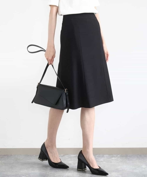 メランジ調セミフレアースカート/セットアップ対応/洗える（スーツ