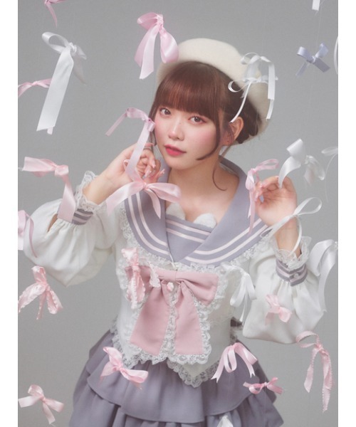 Ank Rouge(アンクルージュ)の「ネコのJK制服TOPS(シャツ/ブラウス・レディース・ピンク/A/グレー・M)」の2枚目の写真