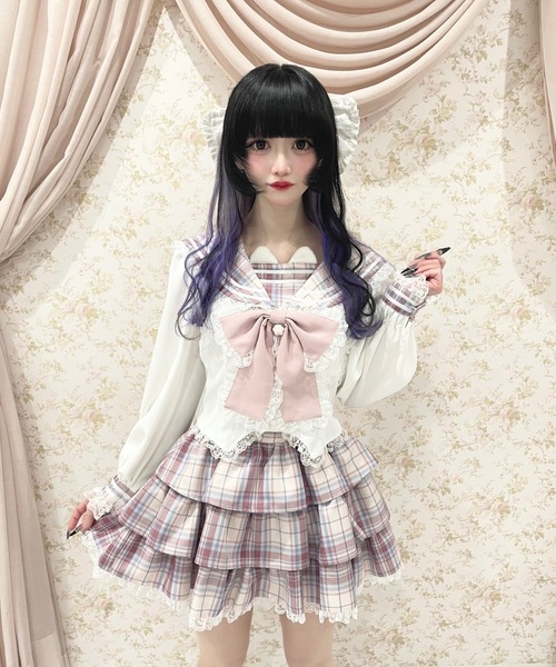 Ank Rouge(アンクルージュ)の「ネコのJK制服TOPS(シャツ/ブラウス・レディース・ピンク/A/グレー・M)」の3枚目の写真