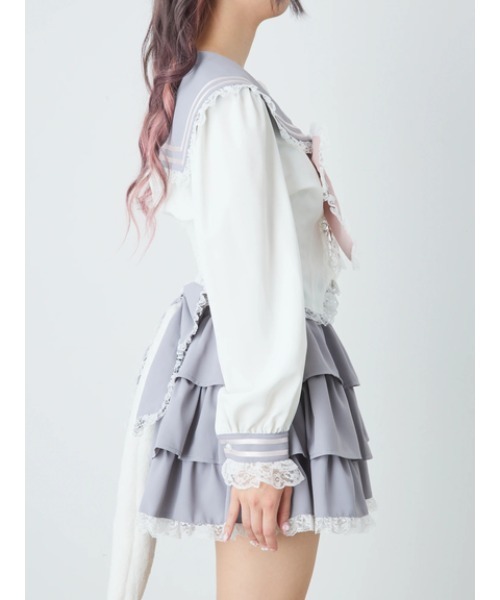 Ank Rouge(アンクルージュ)の「ネコのJK制服TOPS(シャツ/ブラウス・レディース・ピンク/A/グレー・M)」の6枚目の写真