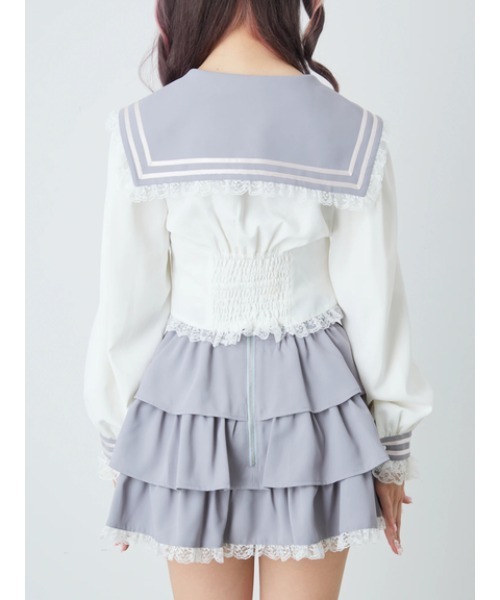 Ank Rouge(アンクルージュ)の「ネコのJK制服TOPS(シャツ/ブラウス・レディース・ピンク/A/グレー・M)」の7枚目の写真