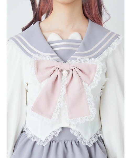 Ank Rouge(アンクルージュ)の「ネコのJK制服TOPS(シャツ/ブラウス・レディース・ピンク/A/グレー・M)」の8枚目の写真