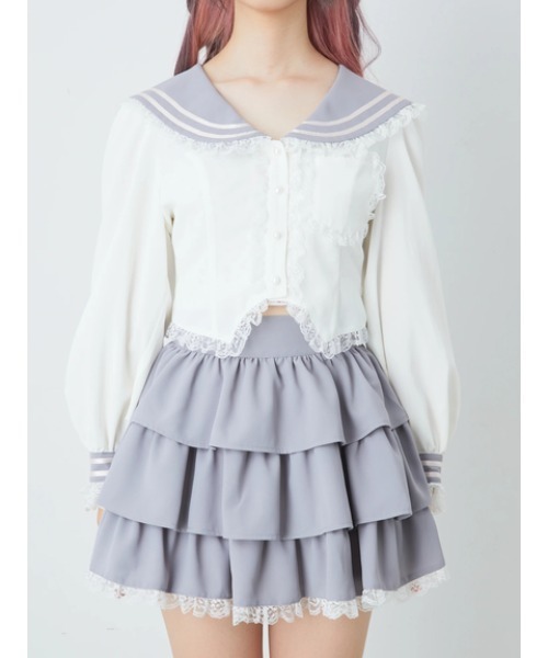 Ank Rouge(アンクルージュ)の「ネコのJK制服TOPS(シャツ/ブラウス・レディース・ピンク/A/グレー・M)」の10枚目の写真