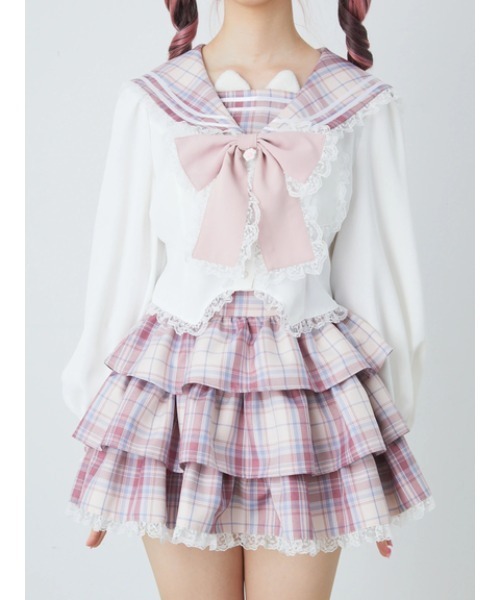 Ank Rouge(アンクルージュ)の「ネコのJK制服TOPS(シャツ/ブラウス・レディース・ピンク/A/グレー・M)」の11枚目の写真