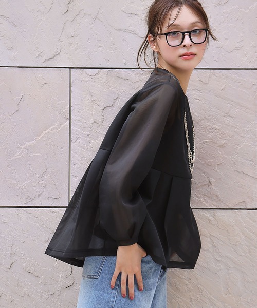 エルフランク（ELFRANK）/シアー ペプラム チュニック ブラウス 2025AW】シアー ペプラム チュニック ブラウス（シャツ/ブラウス