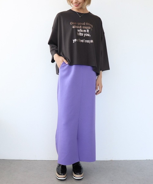 Three Four Time（ｽﾘｰﾌｫｰﾀｲﾑ）の「ダンボールスリットスカート（スカート・レディース・パープル/ブラック・02）」の22枚目の写真