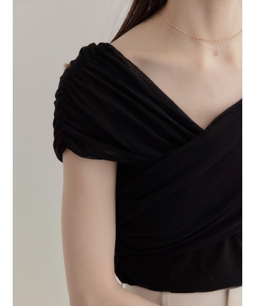 amel（エイメル）の「【RE ARRIVAL】アシンメトリークロスチュールトップス（シャツ/ブラウス・レディース・ブラック・FREE）」の11枚目の写真