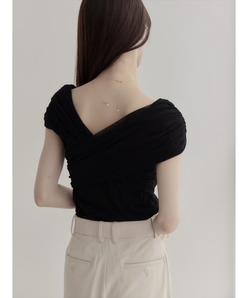 amel（エイメル）の「【RE ARRIVAL】アシンメトリークロスチュールトップス（シャツ/ブラウス・レディース・ブラック・FREE）」の14枚目の写真