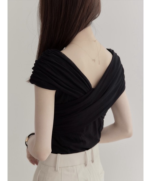 amel（エイメル）の「【RE ARRIVAL】アシンメトリークロスチュールトップス（シャツ/ブラウス・レディース・ブラック・FREE）」の15枚目の写真