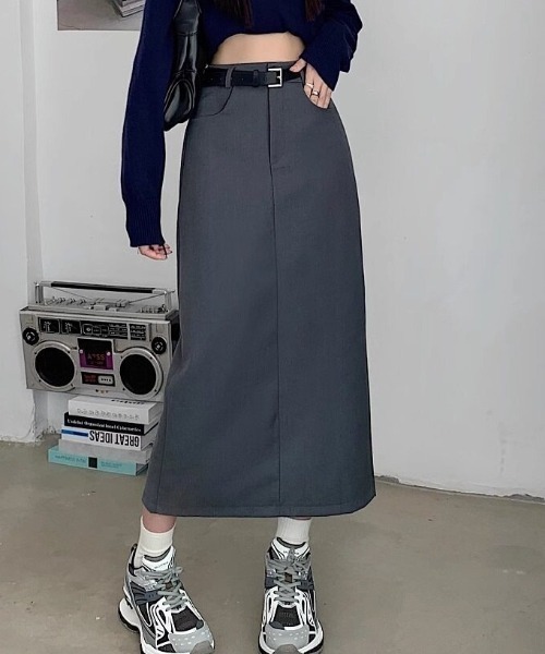 cammie(キャミー)の「ミディ丈 タイトスカート(スカート・レディース・グレー/ブラック・MEDIUM/LARGE)」の1枚目の写真