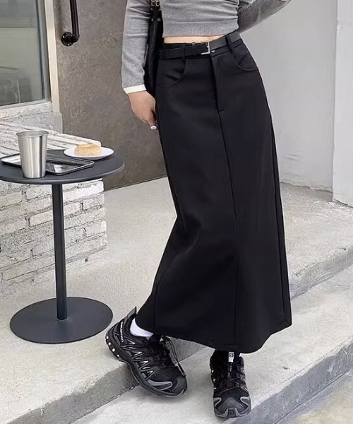 cammie(キャミー)の「ミディ丈 タイトスカート(スカート・レディース・グレー/ブラック・MEDIUM/LARGE)」の2枚目の写真