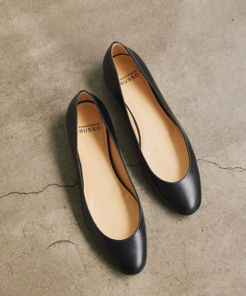 VERMEIL par iena(ヴェルメイユパーイエナ)の「FRANCESCO RUSSO フランチェスコルッソ BALLERINA Kid leather(その他シューズ・レディース・ブラック・38/39/37)」の1枚目の写真