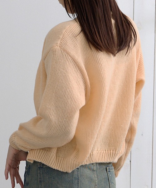 ADDITION STORE(アディションストア)の「\春にオススメ!!トレンドのショート丈/ざっくり クロップド丈 カーデ / Loose knitwear Short cardigan(カーディガン/ボレロ・レディース・グレー/オフホワイト/ピンク/ブラウン・FREE)」の9枚目の写真