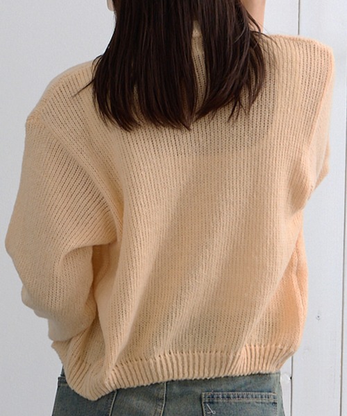 ADDITION STORE(アディションストア)の「\春にオススメ!!トレンドのショート丈/ざっくり クロップド丈 カーデ / Loose knitwear Short cardigan(カーディガン/ボレロ・レディース・グレー/オフホワイト/ピンク/ブラウン・FREE)」の10枚目の写真