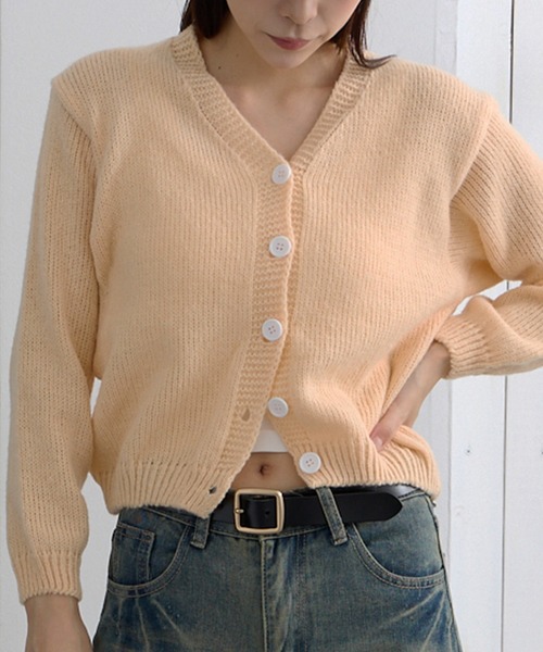 ADDITION STORE(アディションストア)の「\春にオススメ!!トレンドのショート丈/ざっくり クロップド丈 カーデ / Loose knitwear Short cardigan(カーディガン/ボレロ・レディース・グレー/オフホワイト/ピンク/ブラウン・FREE)」の12枚目の写真