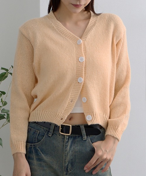 ADDITION STORE(アディションストア)の「\春にオススメ!!トレンドのショート丈/ざっくり クロップド丈 カーデ / Loose knitwear Short cardigan(カーディガン/ボレロ・レディース・グレー/オフホワイト/ピンク/ブラウン・FREE)」の13枚目の写真