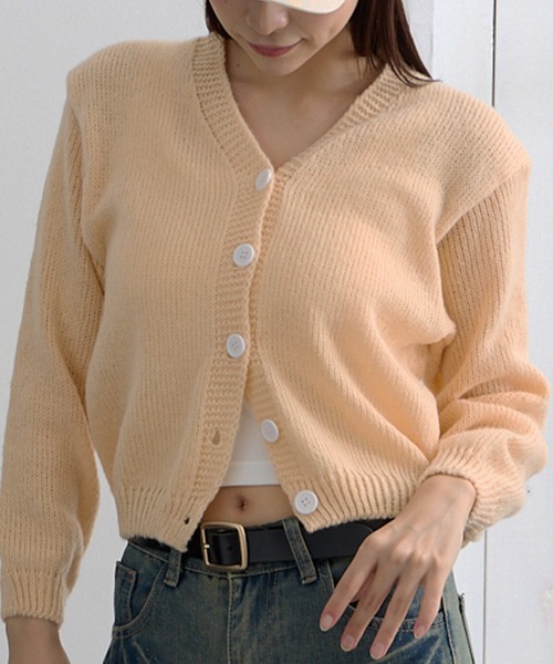 ADDITION STORE(アディションストア)の「\春にオススメ!!トレンドのショート丈/ざっくり クロップド丈 カーデ / Loose knitwear Short cardigan(カーディガン/ボレロ・レディース・グレー/オフホワイト/ピンク/ブラウン・FREE)」の14枚目の写真
