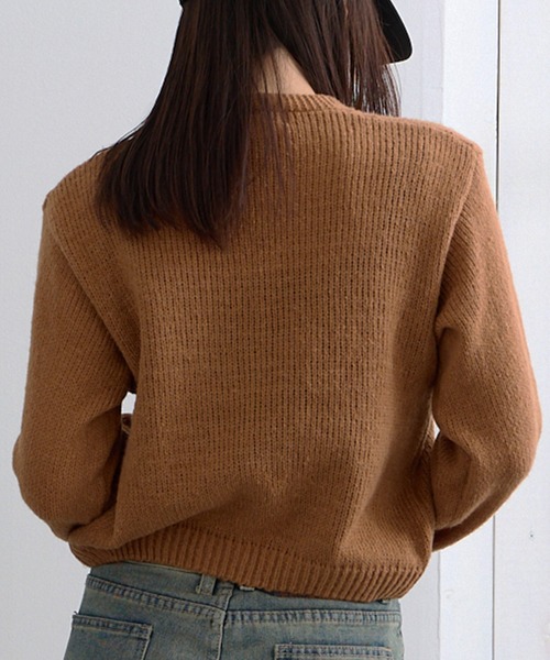 ADDITION STORE(アディションストア)の「\春にオススメ!!トレンドのショート丈/ざっくり クロップド丈 カーデ / Loose knitwear Short cardigan(カーディガン/ボレロ・レディース・グレー/オフホワイト/ピンク/ブラウン・FREE)」の17枚目の写真