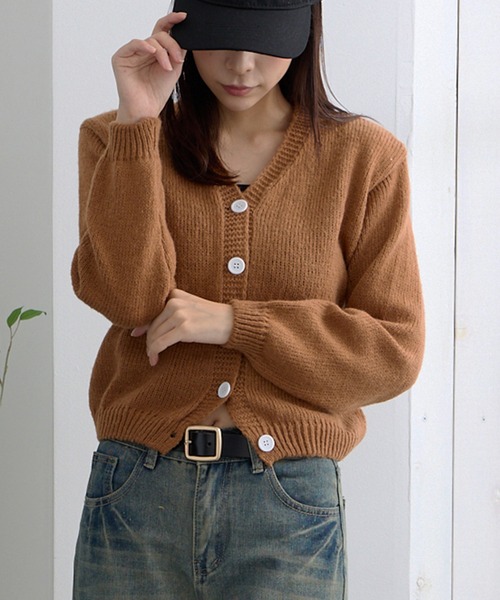 ADDITION STORE(アディションストア)の「\春にオススメ!!トレンドのショート丈/ざっくり クロップド丈 カーデ / Loose knitwear Short cardigan(カーディガン/ボレロ・レディース・グレー/オフホワイト/ピンク/ブラウン・FREE)」の20枚目の写真