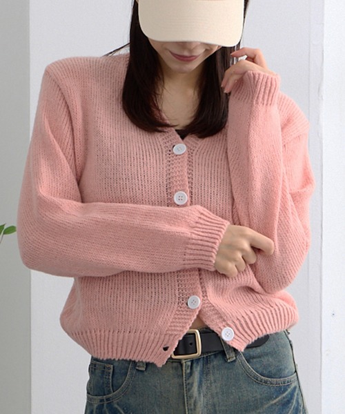 ADDITION STORE(アディションストア)の「\春にオススメ!!トレンドのショート丈/ざっくり クロップド丈 カーデ / Loose knitwear Short cardigan(カーディガン/ボレロ・レディース・グレー/オフホワイト/ピンク/ブラウン・FREE)」の22枚目の写真