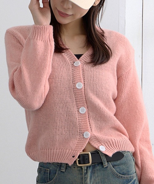 ADDITION STORE(アディションストア)の「\春にオススメ!!トレンドのショート丈/ざっくり クロップド丈 カーデ / Loose knitwear Short cardigan(カーディガン/ボレロ・レディース・グレー/オフホワイト/ピンク/ブラウン・FREE)」の21枚目の写真