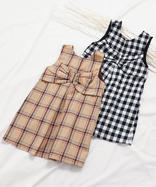 apres les cours（アプレレクール）の「【リンク/ジュニア対応】リボンタックジャンパースカート（ジャンパースカート・キッズ・ブラック/ベージュ・90/100/110/120/80/130/140）」の20枚目の写真