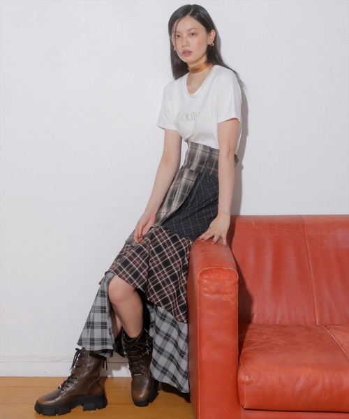 AND COUTURE（アンドクチュール）の「パッチワークティアードスカート（スカート・レディース・ブラック系その他/ブラウン系その他・SMALL/MEDIUM）」の9枚目の写真