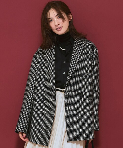23区 S(ニジュウサンクチイサイサイズ)の「【見上愛さん着用/VERY12月号掲載】ループミックスツイード ダブル ジャコット(その他アウター・レディース・ブラック系3・32)」の1枚目の写真